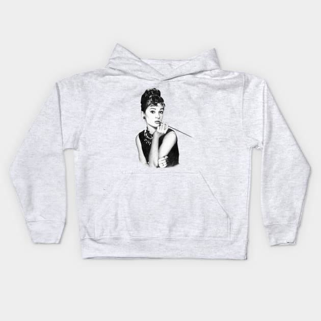 Audrey Hepburn Kids Hoodie by calibos